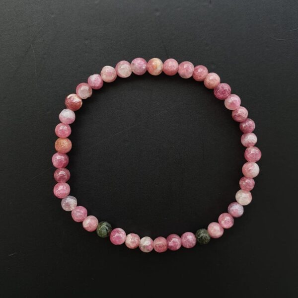 Pulseira bolinha de turmalina rosa 4.8 mm