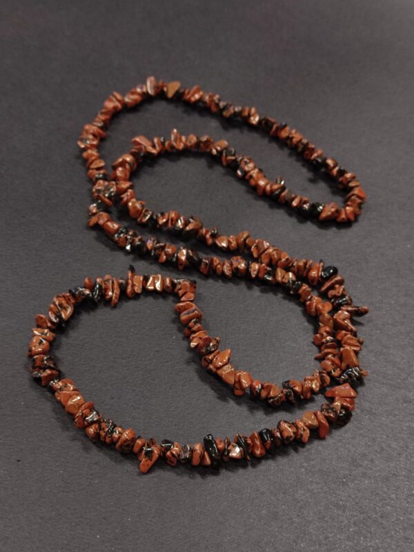 Colar cascalho de obsidiana mogno